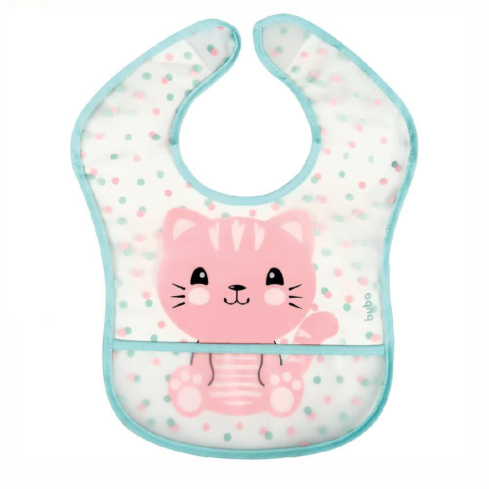 Babador Com Bolso Impermeável Gatinho - Buba