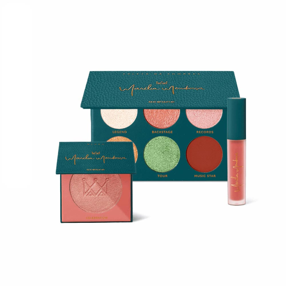 Kit Marília Mendonça By Océane Batom Líquido + Paleta De Sombras + Blush