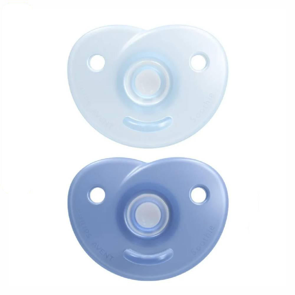 Kit 2 Chupetas Soothie 100% Silicone 0m+ Azul Avent