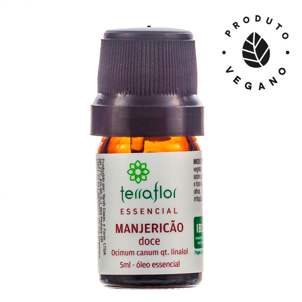 Óleo Essencial Natural de Manjericão Doce Qt. Linalol Terra Flor 5ml