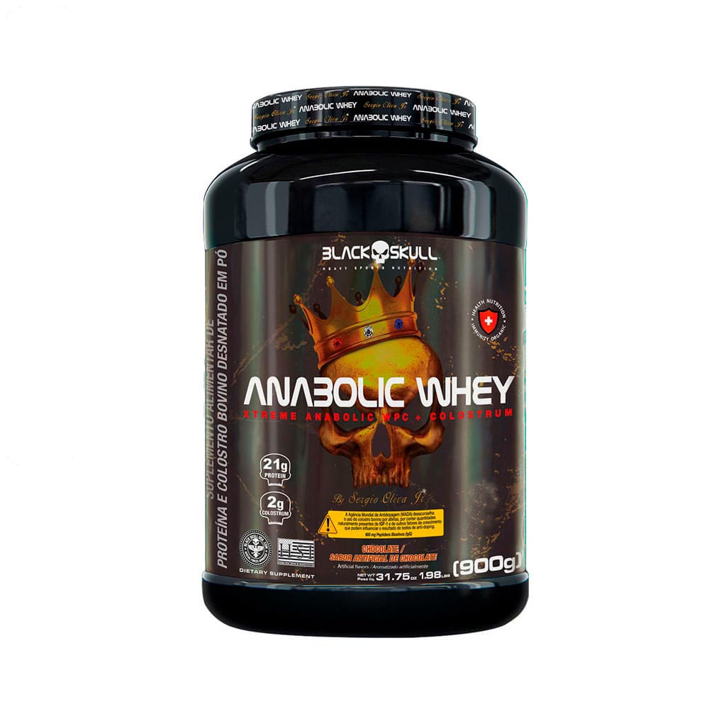 Suplemento Alimentar de Whey Protein Concentrado Anabolic Whey Black Skull 900g Chocolate