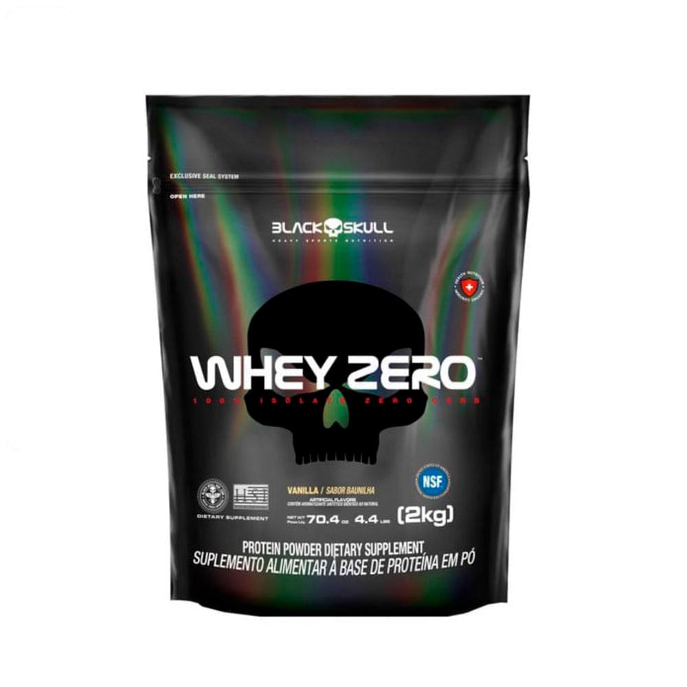 Suplemento Alimentar de Whey Protein Isolado Whey Zero Black Skull Refil 2kg Vanilla