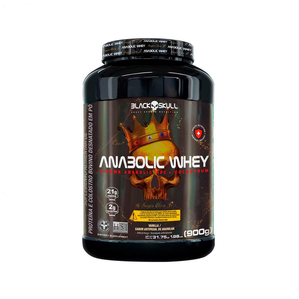 Suplemento Alimentar de Whey Protein Concentrado Anabolic Whey Black Skull 900g Baunilha