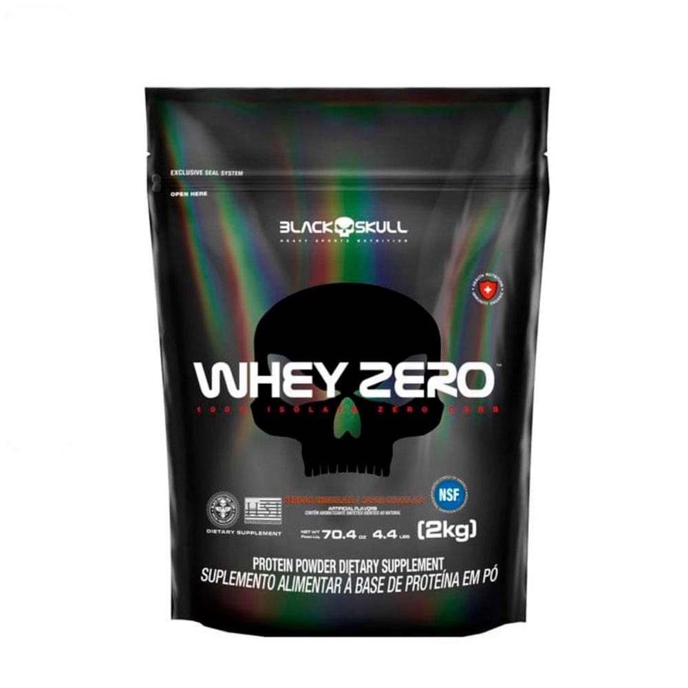 Suplemento Alimentar de Whey Protein Isolado Whey Zero Black Skull Refil 2kg Chocolate