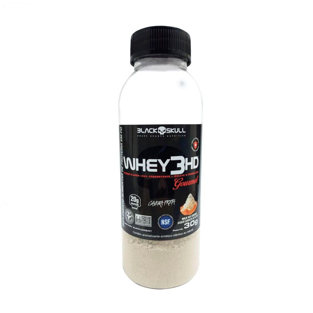 Suplemento Alimentar de Whey 3HD Gourmet Caveira Preta Sorvete de Leite