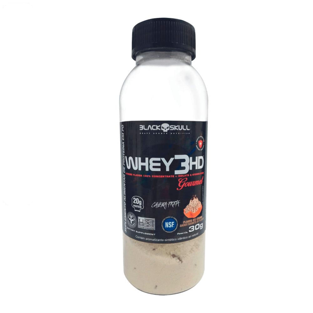 Suplemento Alimentar de Whey 3HD Gourmet Caveira Preta Sorvete De Flocos