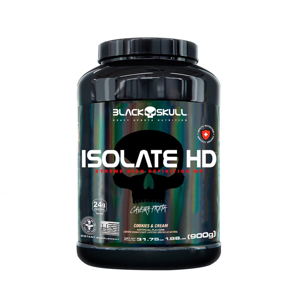 Suplemento Alimentar de Whey Protein Isolado Isolate HD Caveira Preta 900g Cookies & Cream