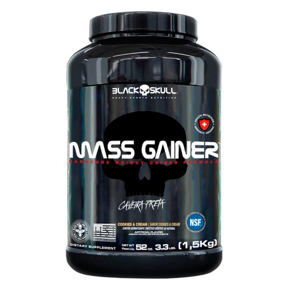 Suplemento Hipercalórico Mass Gainer Caveira Preta 1,5kg Cookies & Cream