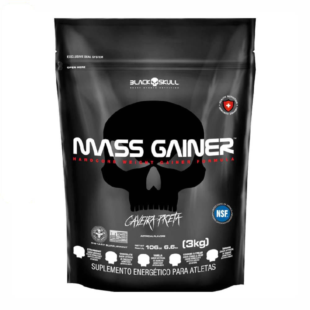 HIPERCALÓRICO REFIL MASS GAINER COOKIES  3KG CAVEIRA PRETA