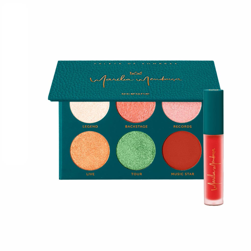 Kit Marília Mendonça By Océane Paleta De Sombras + Batom Vermelho