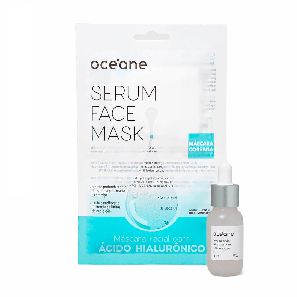 Kit Océane Sérum Facial Com Ácido Hialurônico + Máscara Facial