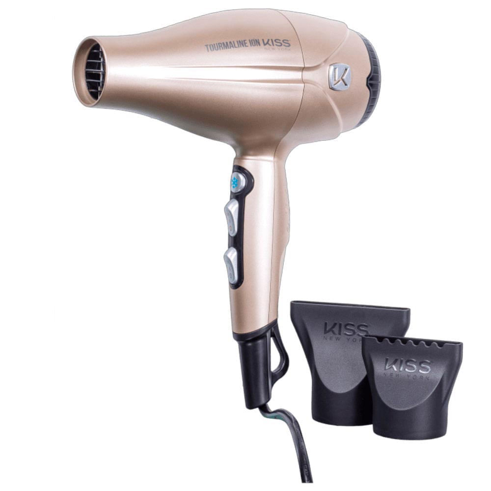 Secador De Cabelo Kiss New York Tourmaline Ion 220v Dourado