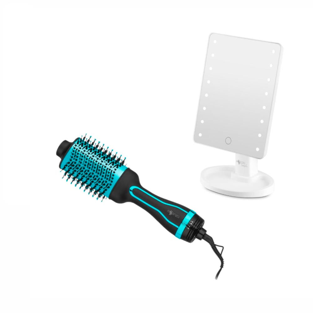 Kit Essenza Escova Secadora Bivolt E Espelho De Mesa Touch Com Led Essenza