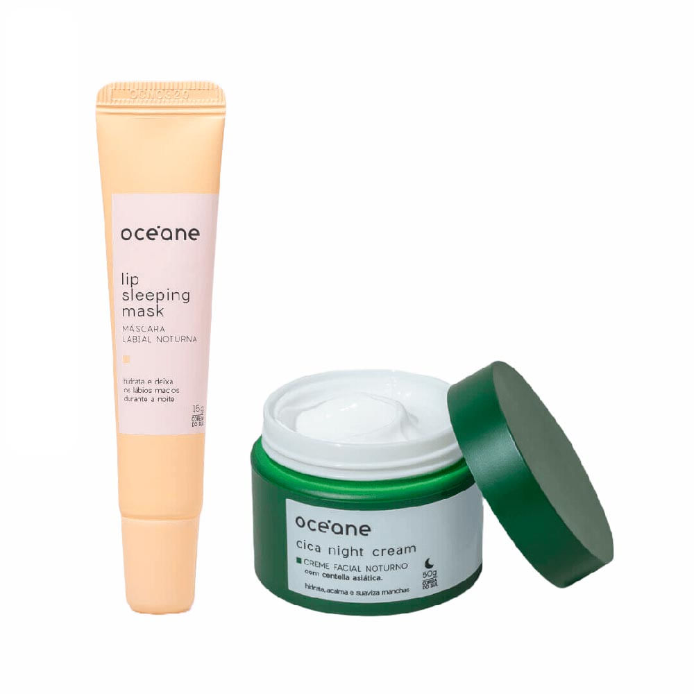 Kit Creme Facial Noturno Cica + Máscara Labial Noturna Océane