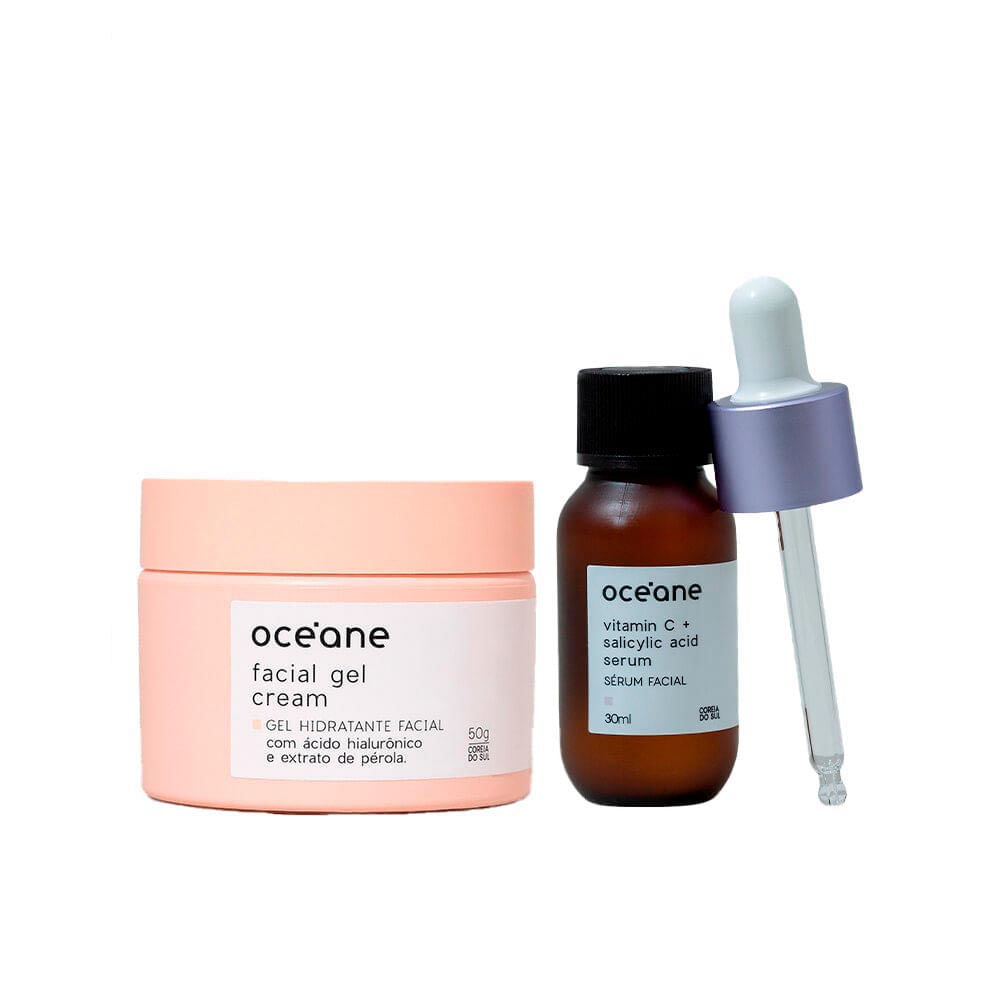 Kit Sérum Facial de Vitamina C e Ácido Salicílico + Gel Hidratante Facial Océane