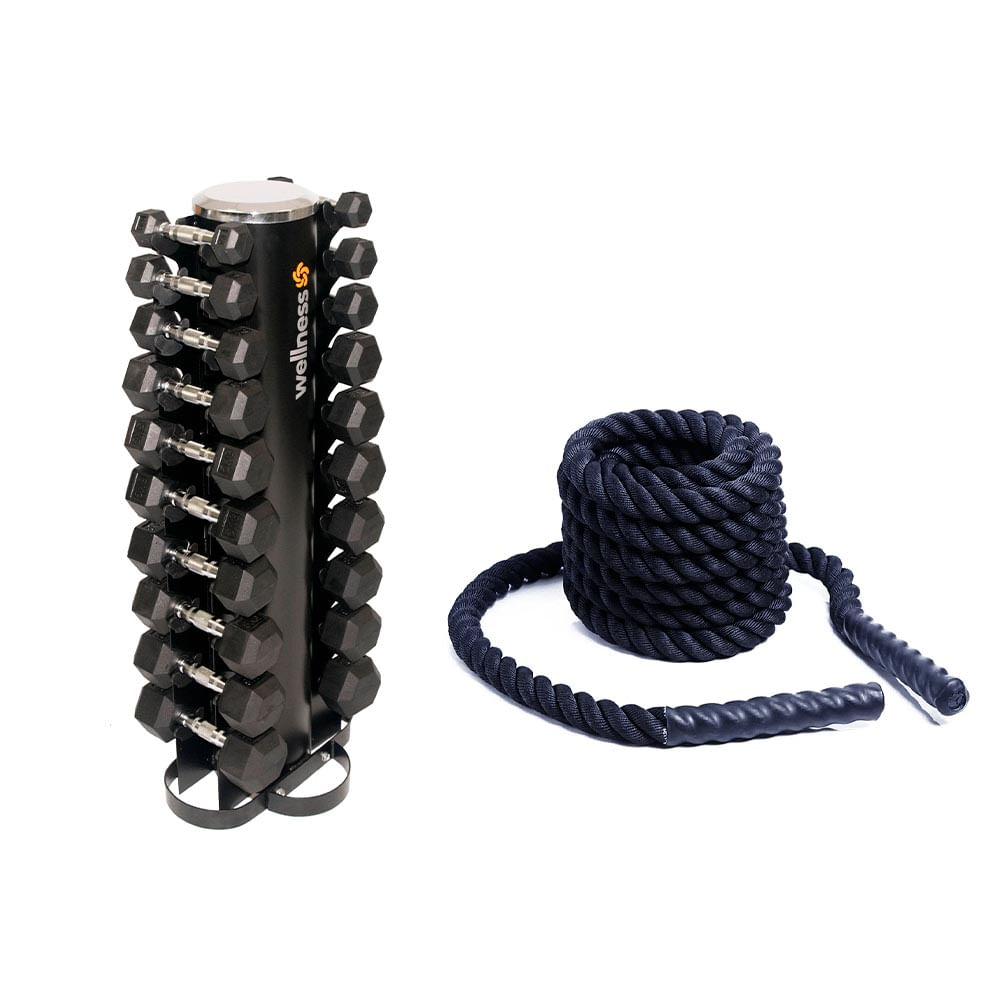 Kit Corda Naval E Torre para Halteres Hexagonal 1 À 10KG Wellness - WK046K