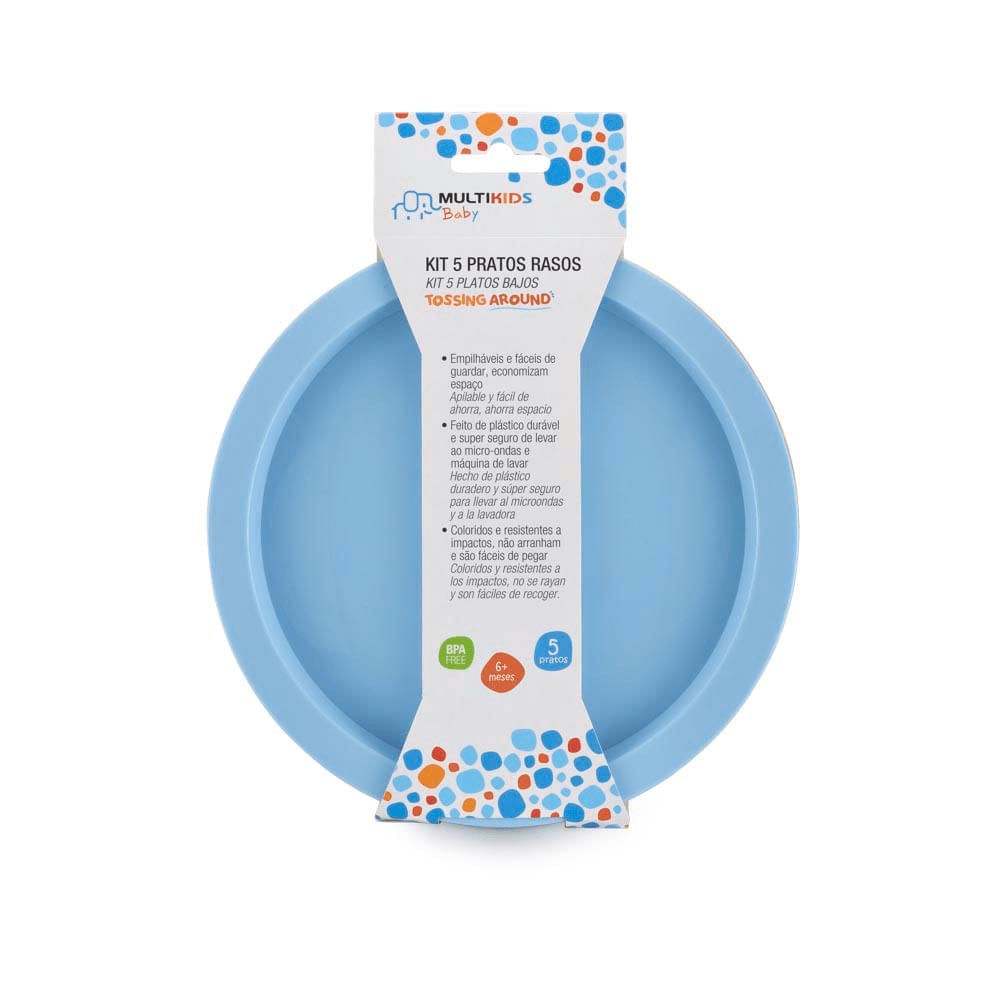 Kit Cinco Pratos Rasos Tossing Around Multikids Baby BB1073