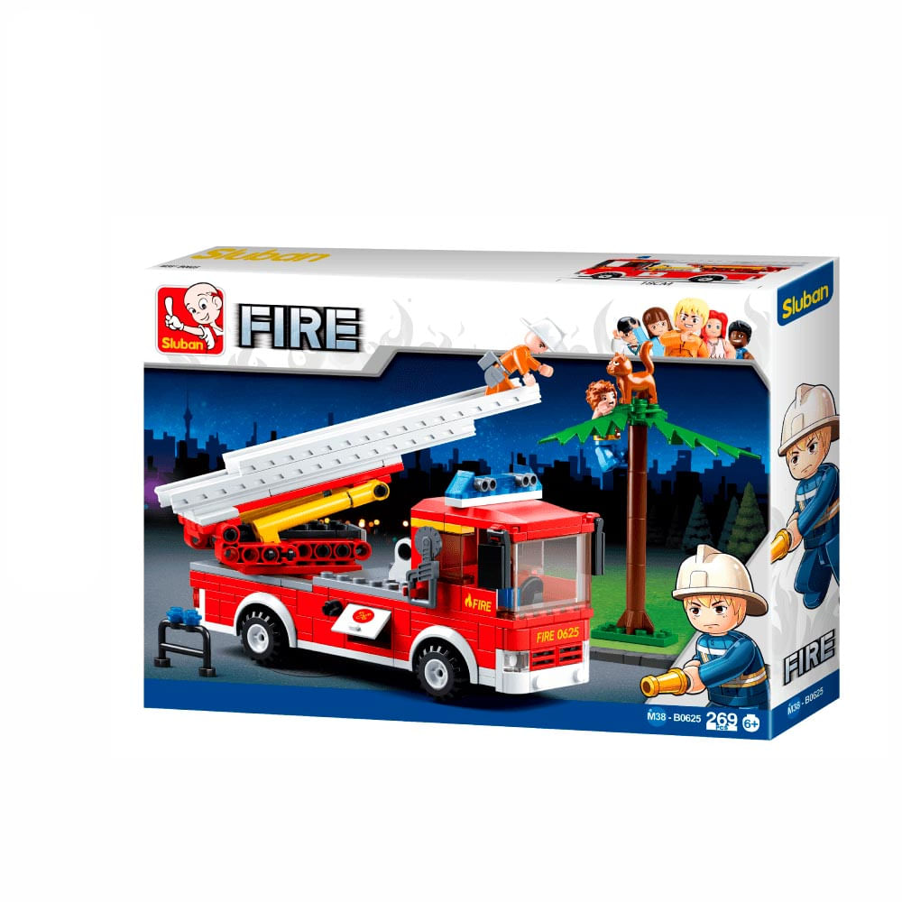 Blocos De Montar Caminhão De Bombeiro Com Escada 269 Peças Multikids