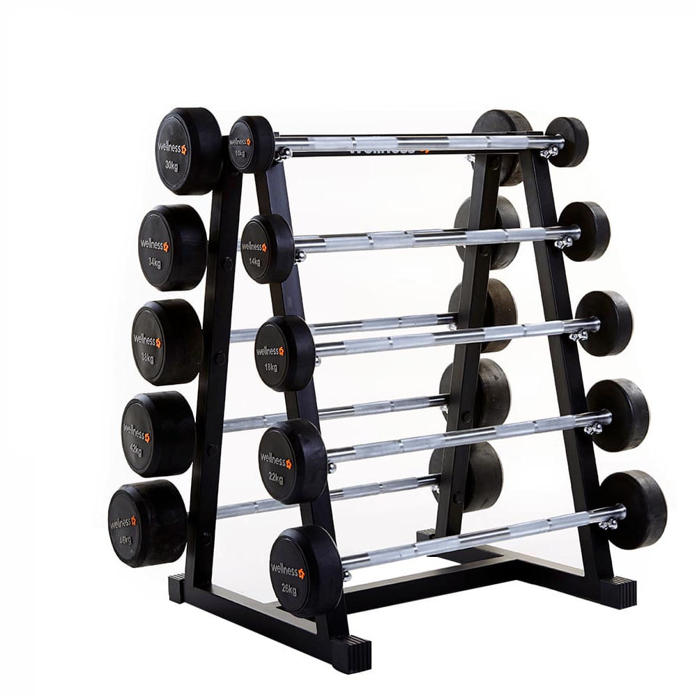 Kit 10 Barras Emborrachadas Deluxe 10 a 46Kg Wellness - WK031
