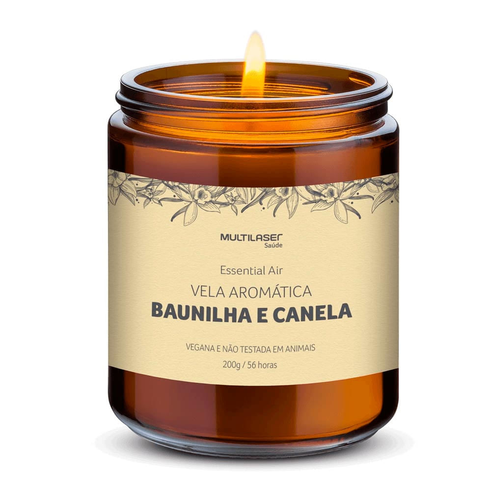 Vela Aromática Multilaser Saúde Baunila E Canela 200G