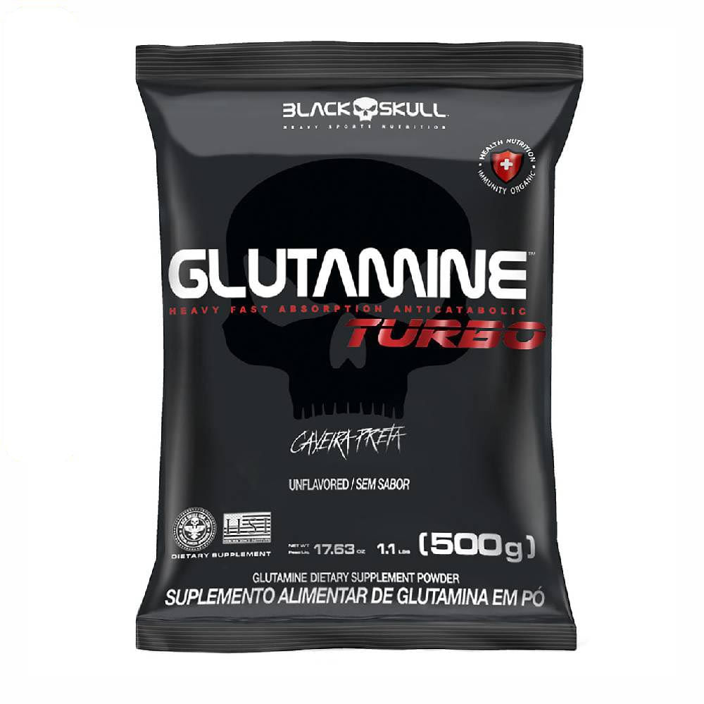 Glutamine Turbo Refil 500g Caveira Preta