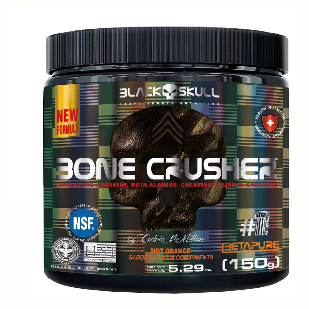 Pré-Treino Bone Crusher (Nova Fórmula) Fruit Punch 150G Black Skull