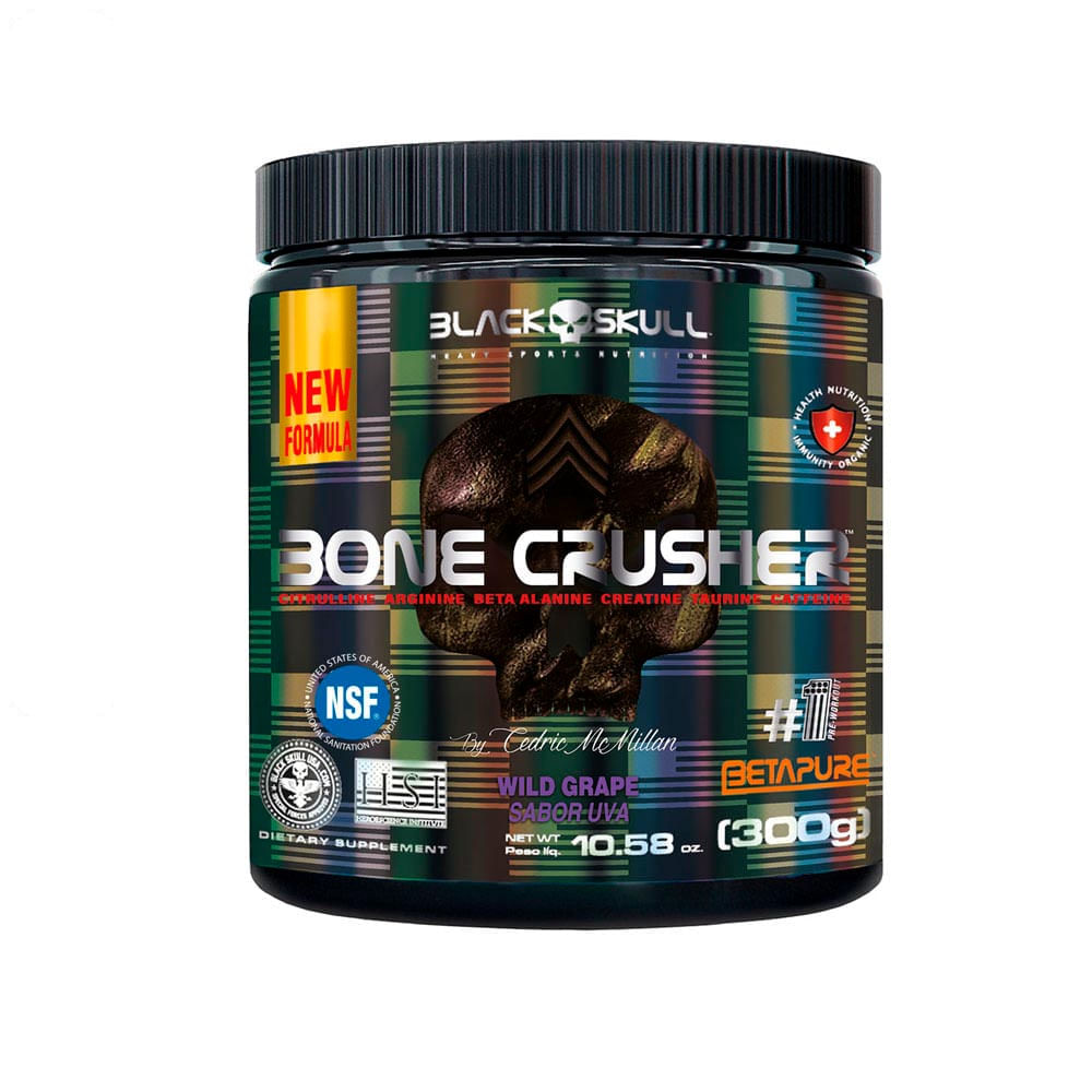 Pré-Treino Bone Crusher Black Skull Sabor Wild Grape 300g