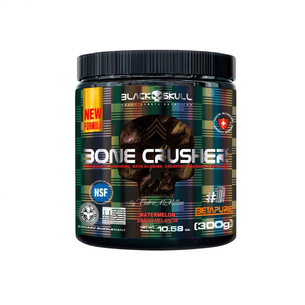 Suplemento Alimentar Pré-treino Bone Crusher Black Skull 300g Sabor Watermelon