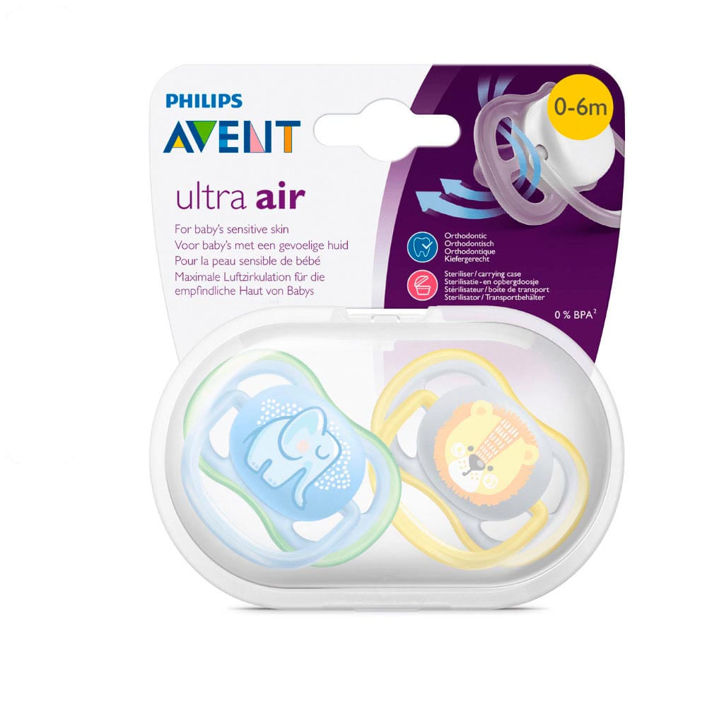 Chupeta Ultra Air 0-6m Elefante/Leão Philips Avent SCF085/01