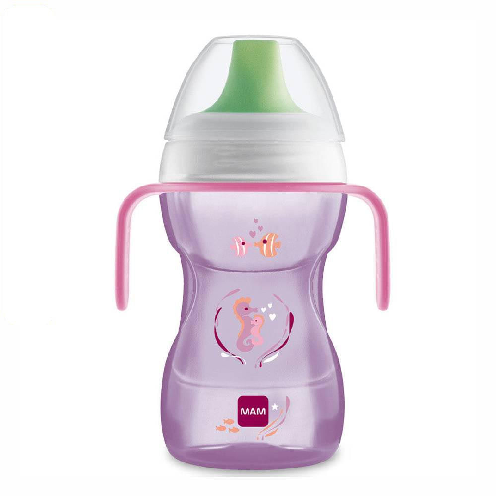 Copo de Treinamento com Bocal Rígido 270ml Animais Marinhos LIlás MAM