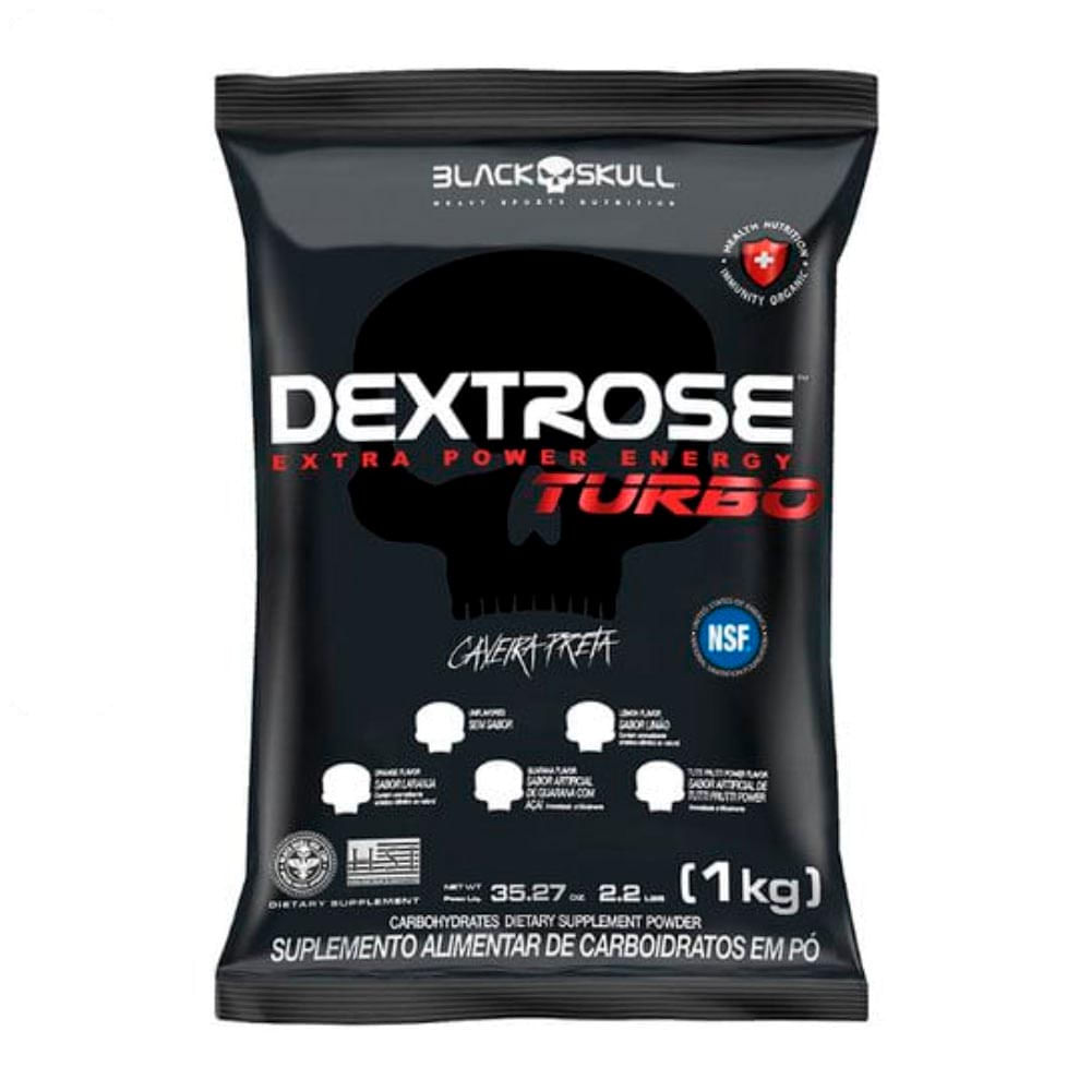 Suplemento Alimentar Dextrose Turbo Caveira Preta Refil 1kg Sabor Tutti Frutti