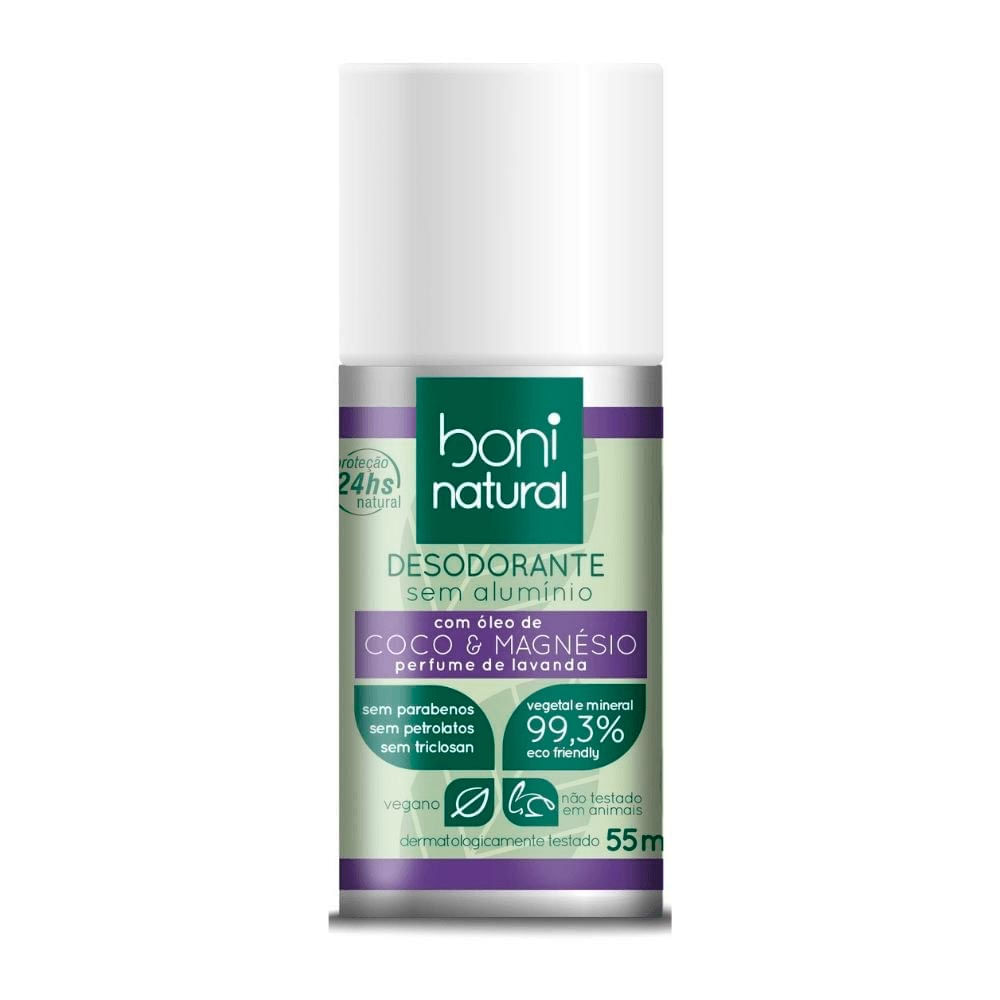 Desodorante Roll-On Boni Natural Coco, Magnésio e Lavanda 55Ml