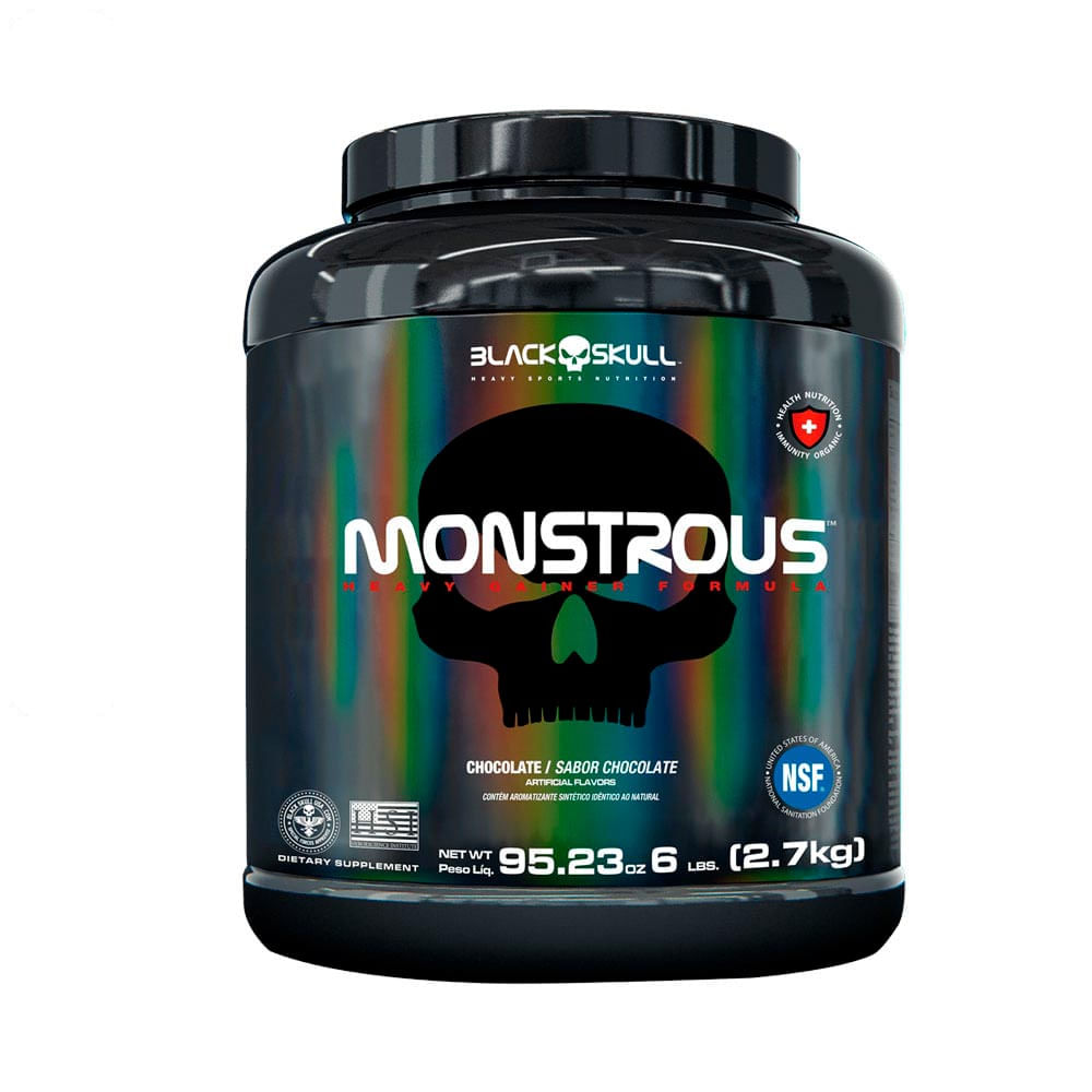 Suplemento Alimentar Hipercalórico Monstrous Black Skull 2,7kg Sabor Chocolate