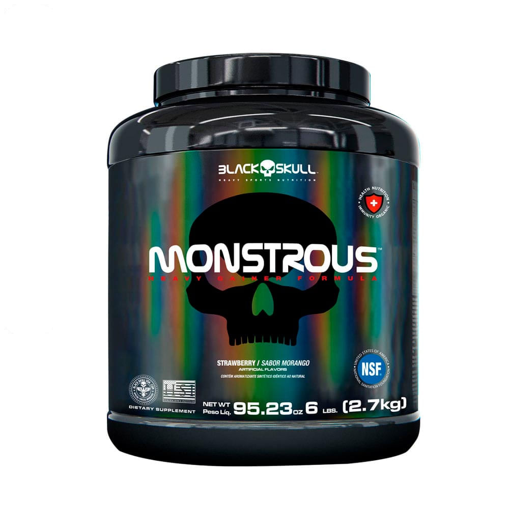 Suplemento Alimentar Hipercalórico Monstrous Black Skull 2,7kg Sabor Strawberry