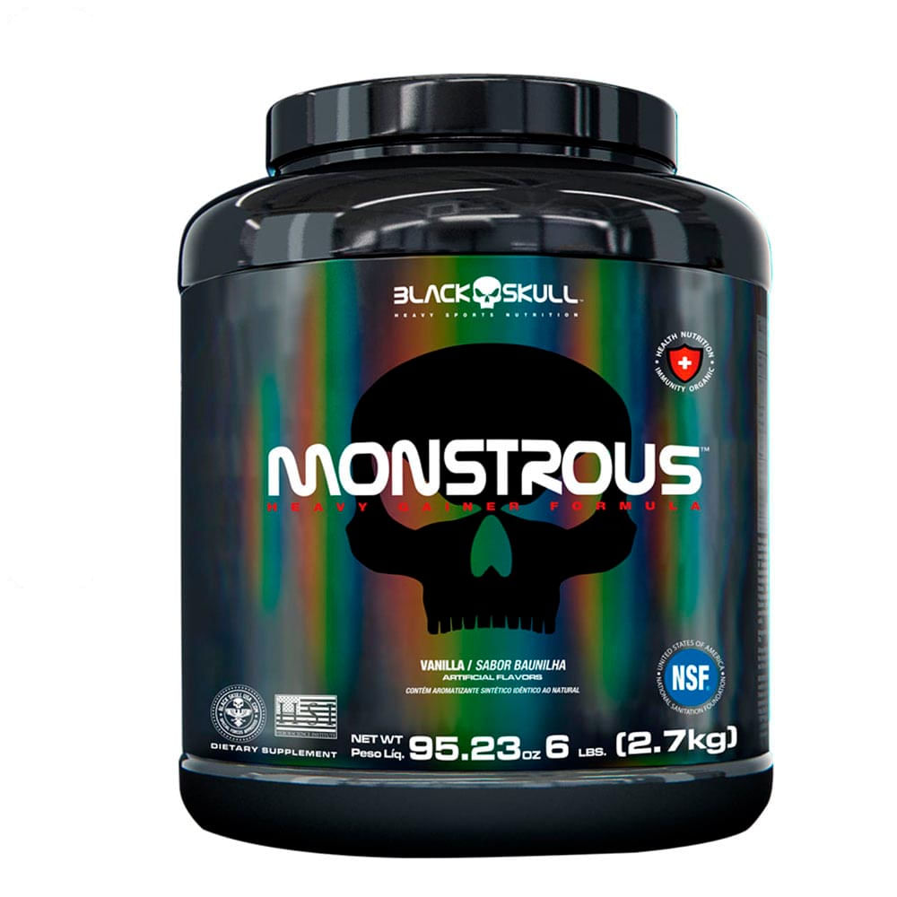Suplemento Alimentar Hipercalórico Monstrous Black Skull 2,7kg Sabor Vanilla