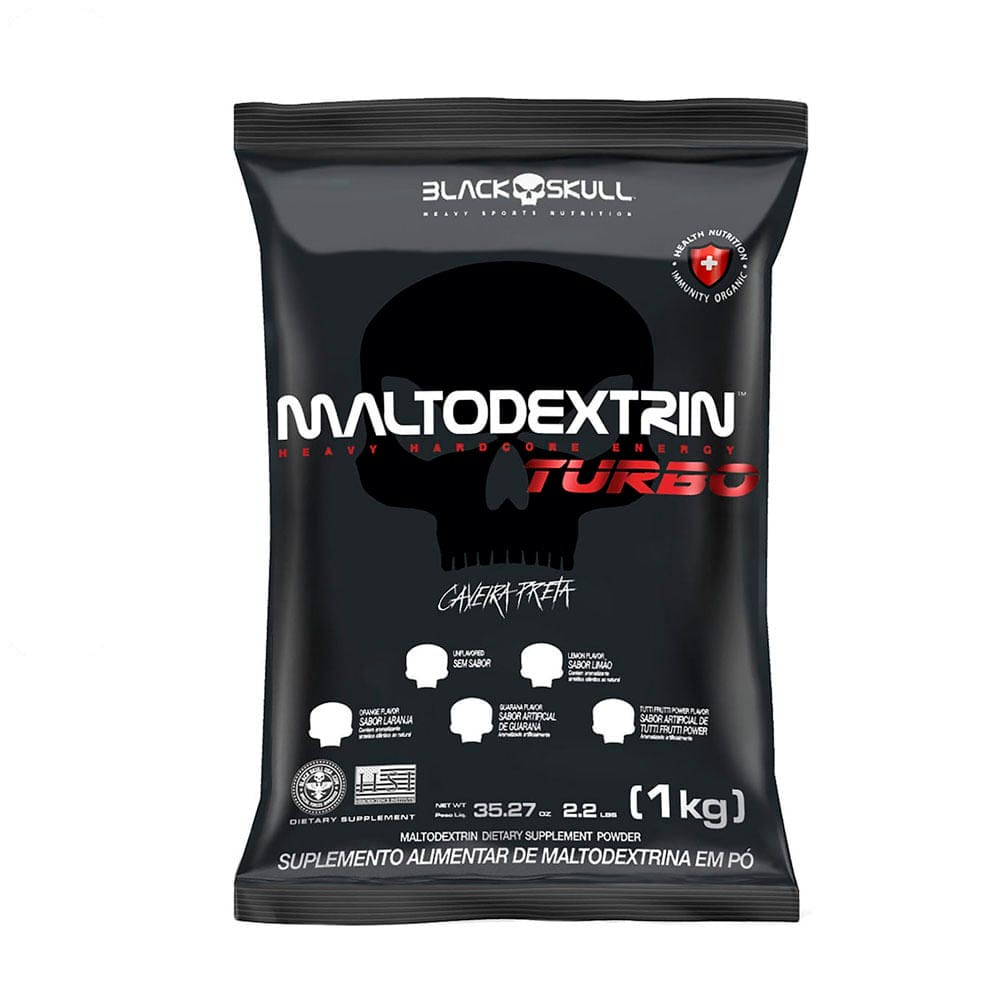 Suplemento Alimentar Maltodextrin Turbo Caveira Preta 1kg Sabor Tutti Frutti