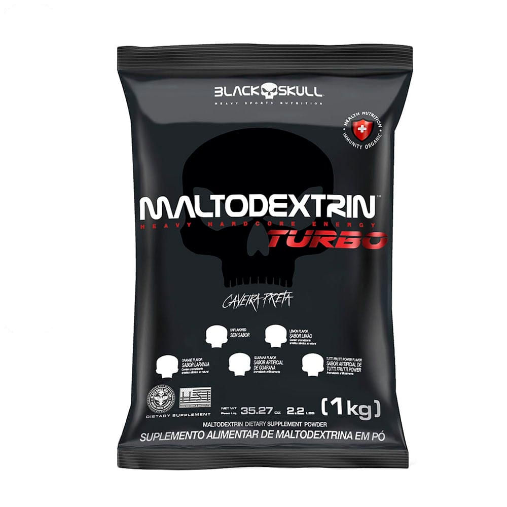 Suplemento Alimentar Maltodextrin Turbo Caveira Preta 1kg Sabor Guaraná