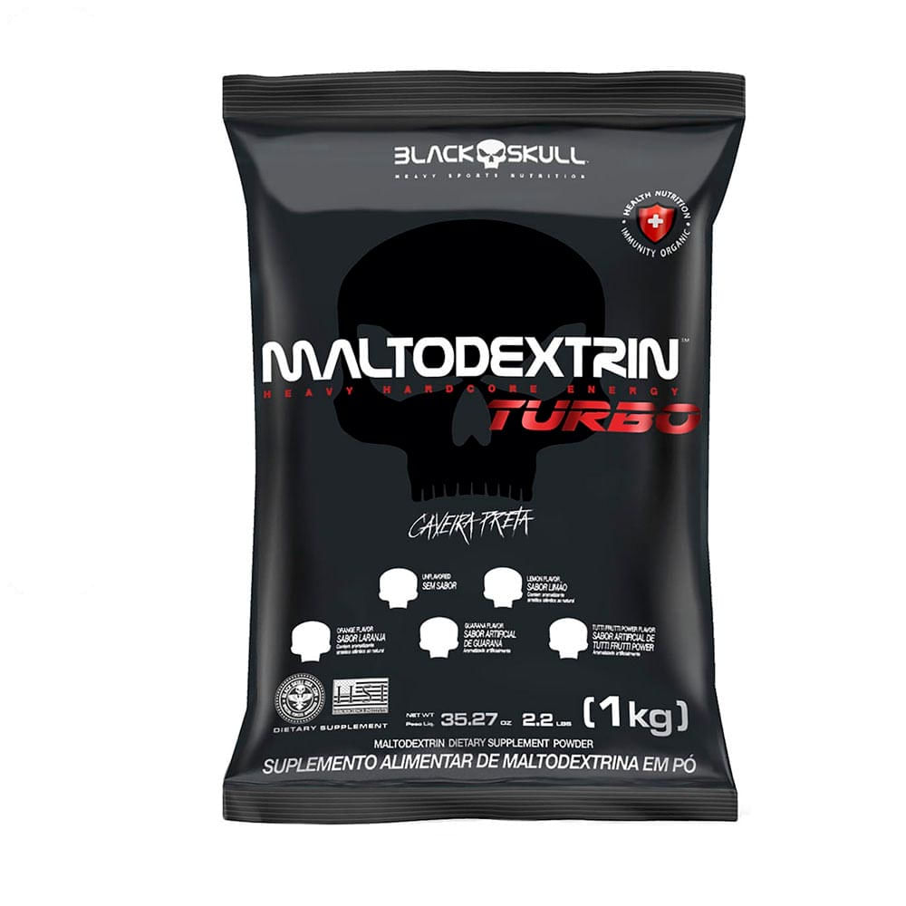 Suplemento Alimentar Maltodextrin Turbo Caveira Preta 1kg Sabor Laranja