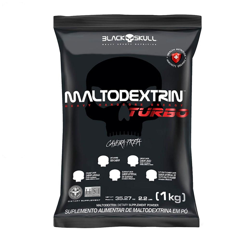 Suplemento Alimentar Maltodextrin Turbo Caveira Preta 1kg Sabor Limão