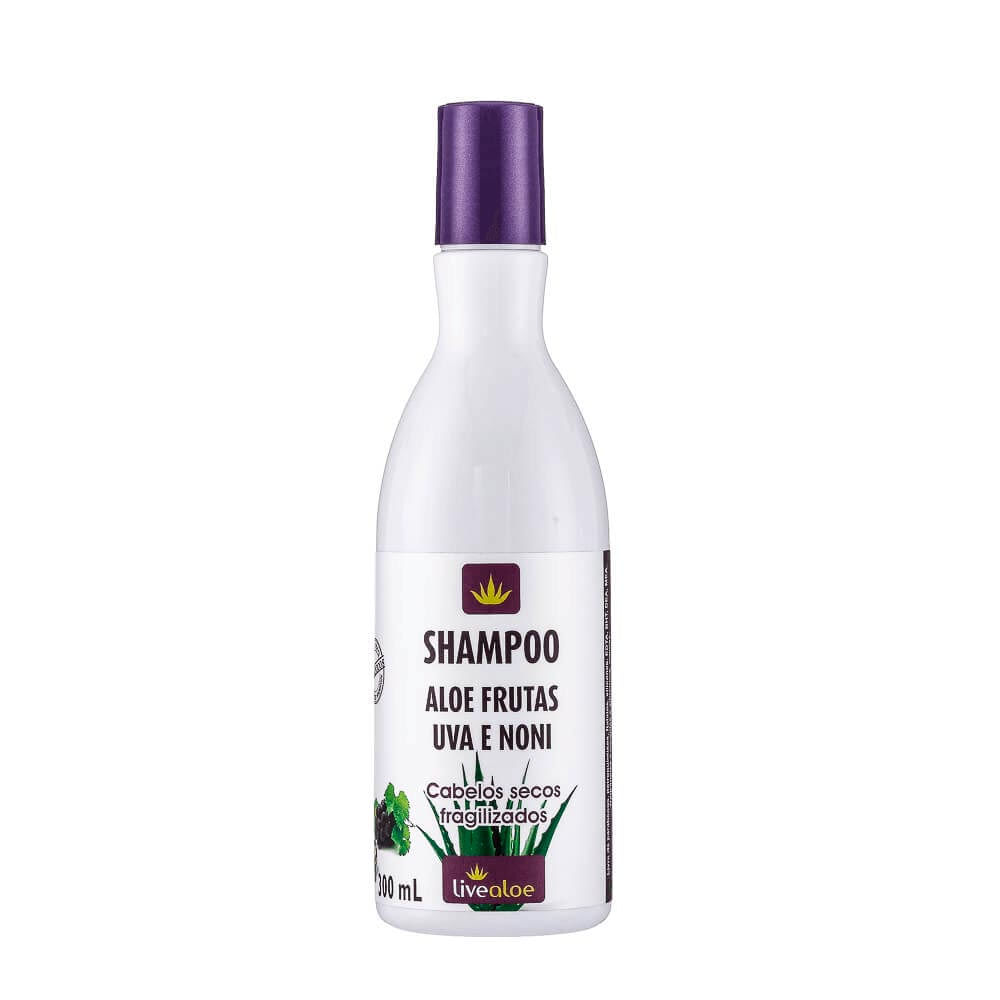 Shampoo Livealoe Natural De Aloe Frutas Com Uva E Noni Cabelos Secos 300Ml