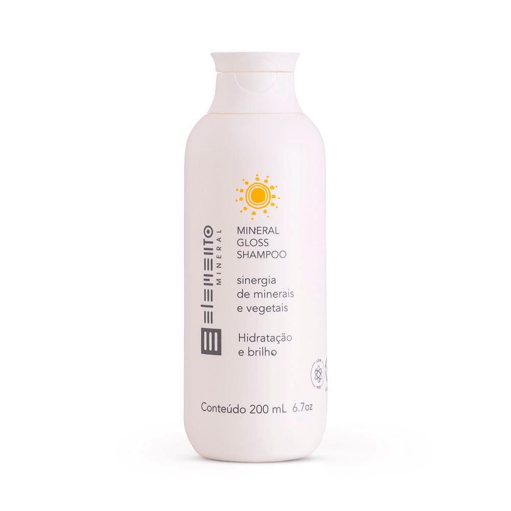 Shampoo Elemento Mineral Natural Mineral Gloss Com Argila Branca 200Ml