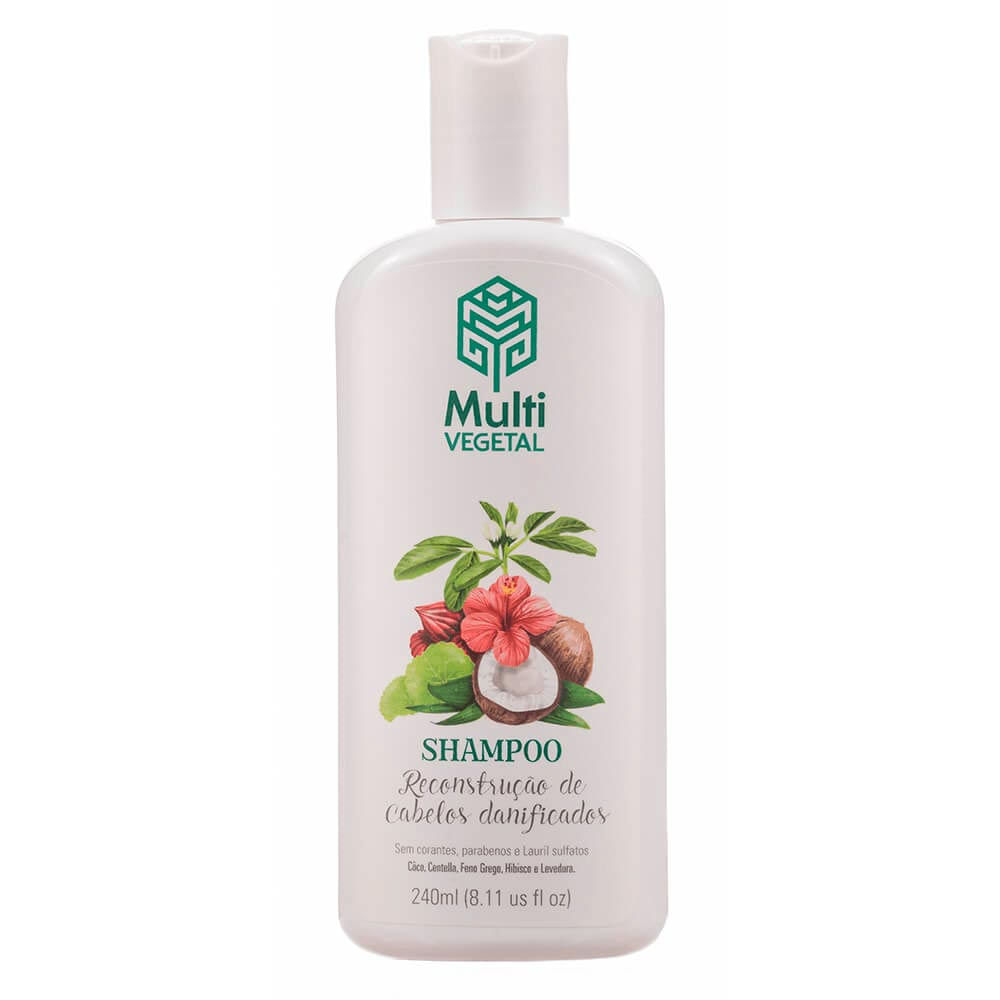 Shampoo Multi Vegetal Natural De Coco Para Cabelos Danificados 240Ml