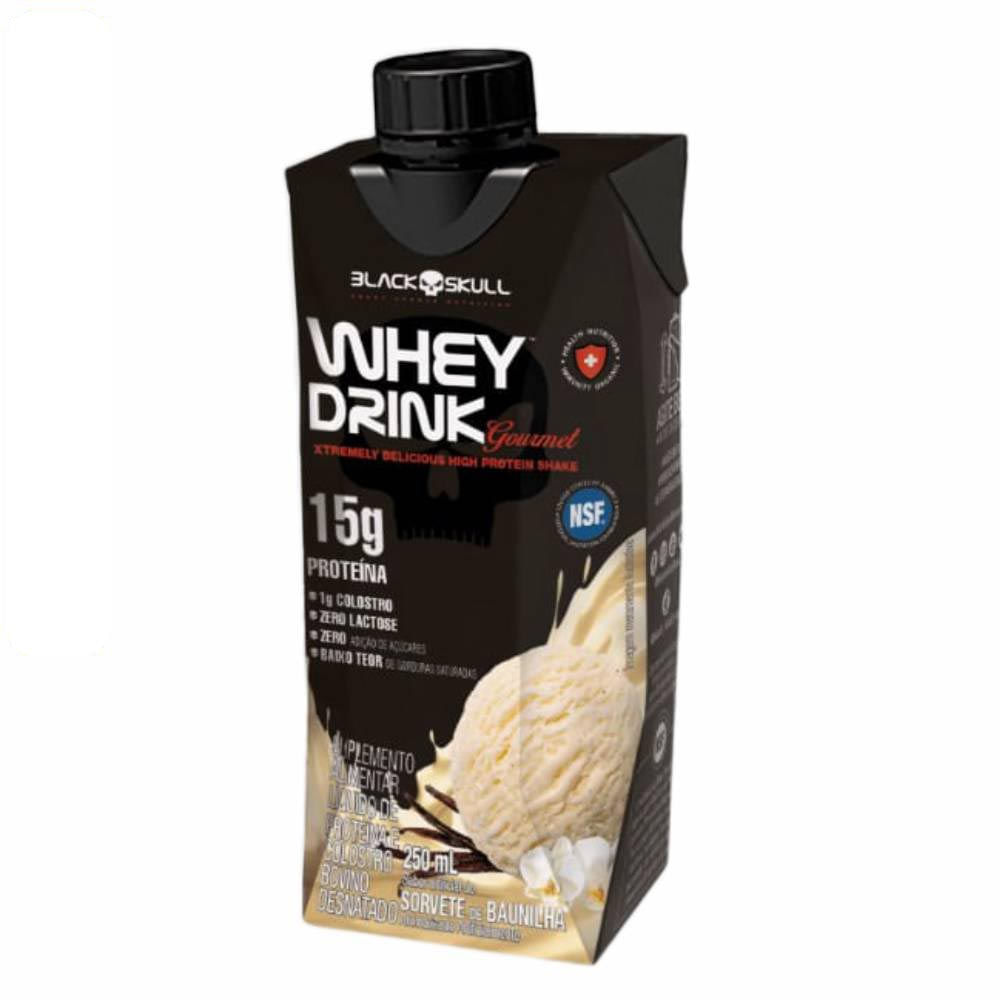 Whey Drink Gourmet Sorvete de Creme Pronto Para Beber 250ml Black Skull