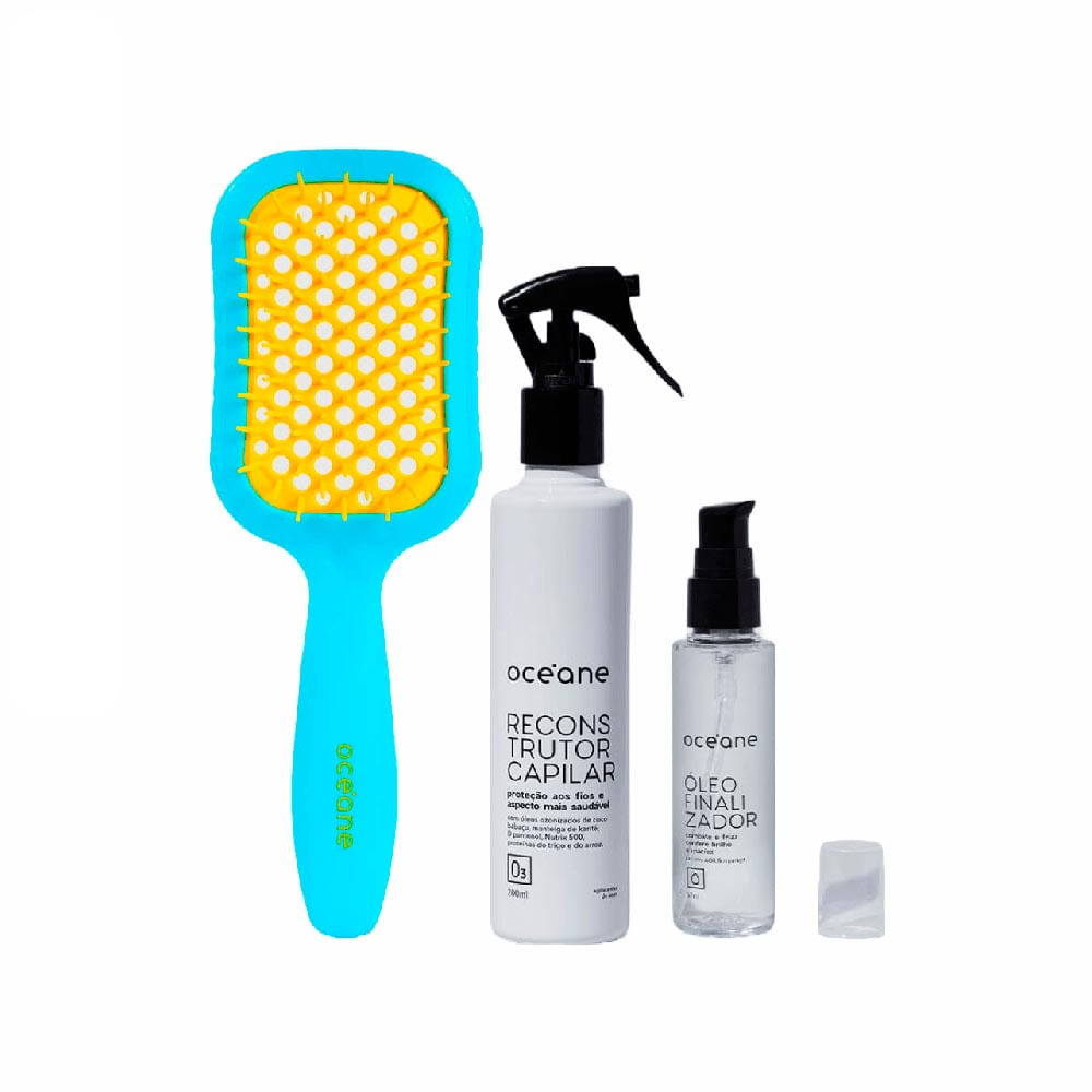 Kit Reconstrutor Capilar + Óleo Finalizador + Escova de Cabelo Océane
