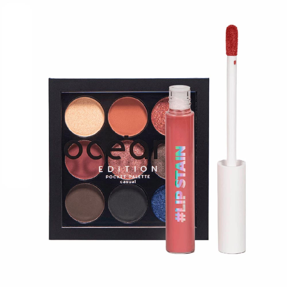 Kit Paleta de Sombras Pocket Casual + Batom Líquido Nude Océane