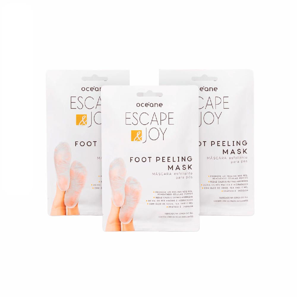 Kit Pés Renovados Máscara Esfoliante Para Pés Océane 3 Unidades