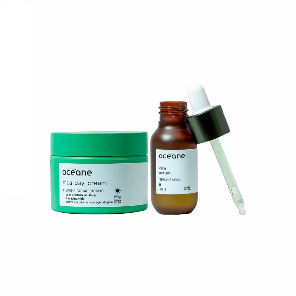Kit Hidrata e Acalma Sérum Facial de Cica + Creme Facial Diurno Océane