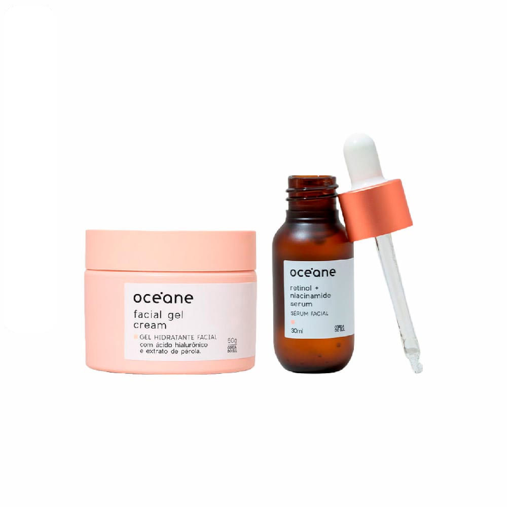 Kit Sérum Facial de Retinol e Niacinamida + Gel Hidratante Facial com Extrato de Pérola Océane