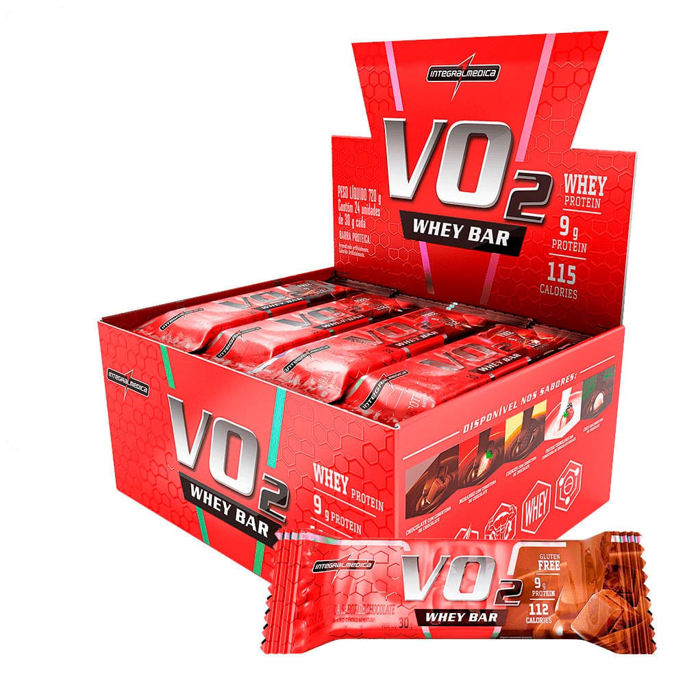 Barrinha Proteica VO2 Whey Bar Integralmédica Chocolate 12un