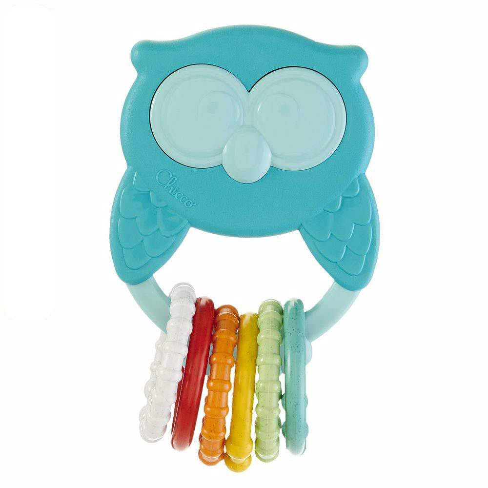 Chocalho Mordedor Roca Mocho Eco Chicco Corujinha Azul